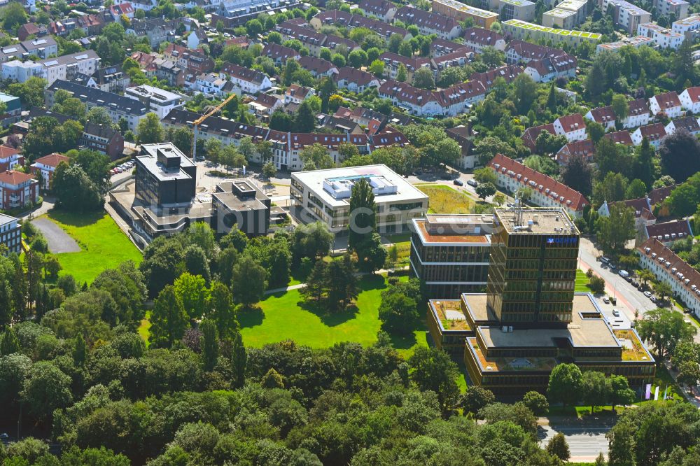 Münster von oben - Hochhaus des Finanzdienstleistungs- Unternehmens in Münster im Bundesland Nordrhein-Westfalen, Deutschland