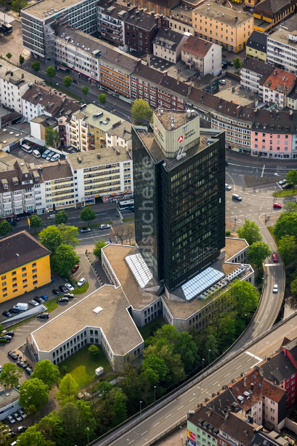 Luftaufnahme Hagen - Hochhaus- Gebäude Agentur für Arbeit an der Körnerstraße in Hagen im Bundesland Nordrhein-Westfalen