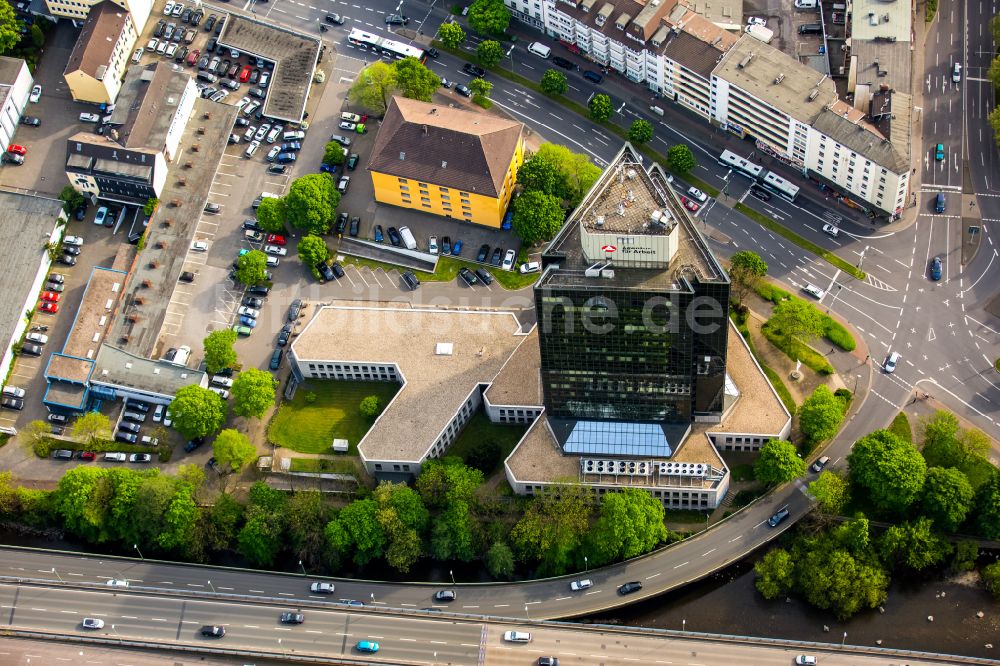 Hagen von oben - Hochhaus- Gebäude Agentur für Arbeit an der Körnerstraße in Hagen im Bundesland Nordrhein-Westfalen