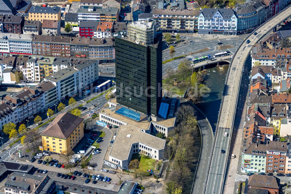 Luftbild Hagen - Hochhaus- Gebäude Agentur für Arbeit an der Körnerstraße in Hagen im Bundesland Nordrhein-Westfalen