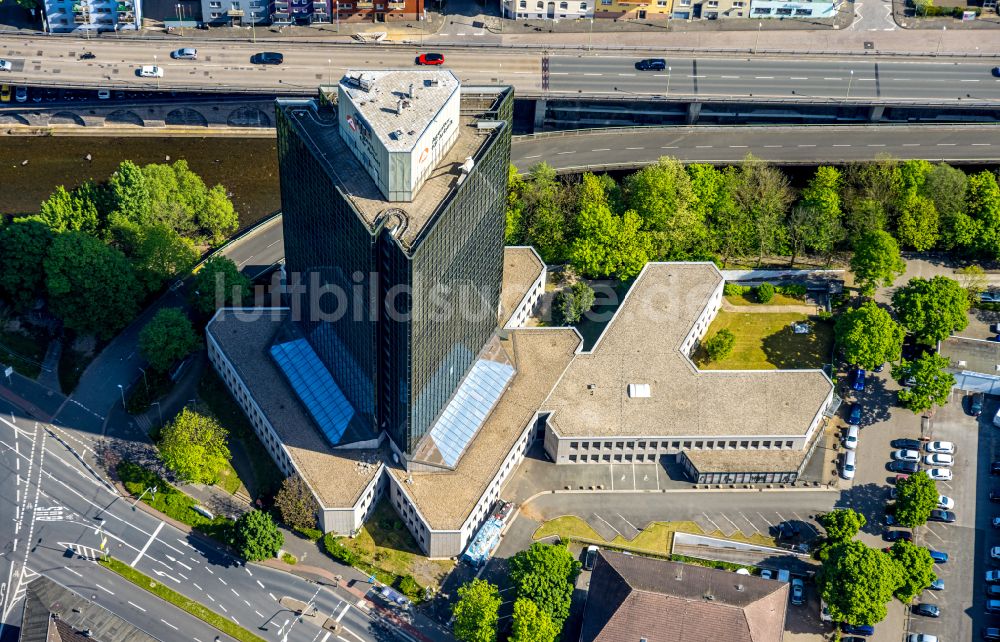 Luftaufnahme Hagen - Hochhaus- Gebäude Agentur für Arbeit an der Körnerstraße in Hagen im Bundesland Nordrhein-Westfalen