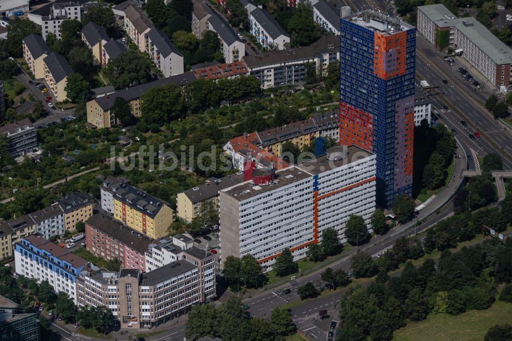 Luftbild Köln - Hochhaus- Gebäude Herkules-Hochhaus an der Graeffstrasse in Köln im Bundesland Nordrhein-Westfalen, Deutschland