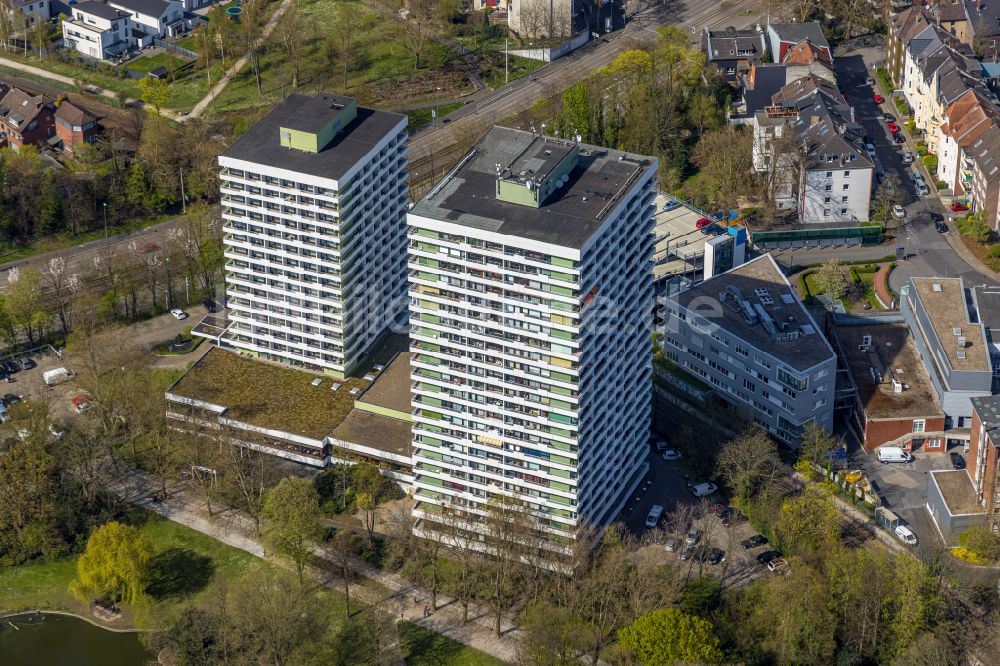 Luftbild Gelsenkirchen - Hochhaus- Gebäude im Ortsteil Altstadt in Gelsenkirchen im Bundesland Nordrhein-Westfalen, Deutschland