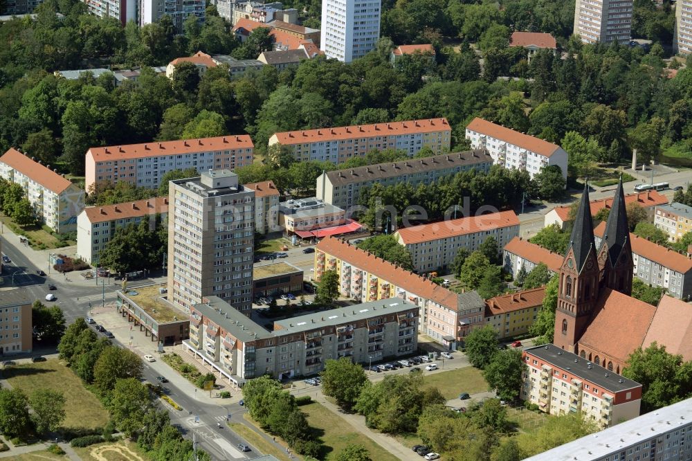 Luftaufnahme Frankfurt (Oder) - Hochhaus- Gebäude an der Sublicer Straße in Frankfurt (Oder) im Bundesland Brandenburg