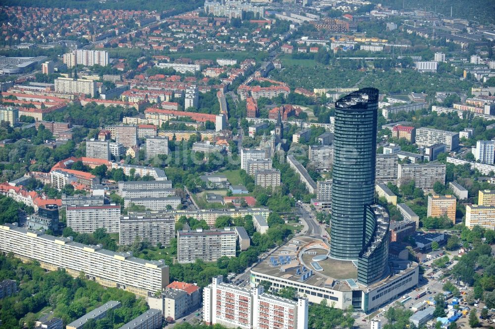 Luftaufnahme Wroclaw / Breslau - Hochhaus Neubau Sky Tower in Breslau / Wroclaw