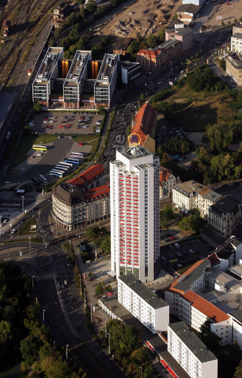 Luftaufnahme Leipzig - Hochhaus an Wintergartenstraße in Leipzig