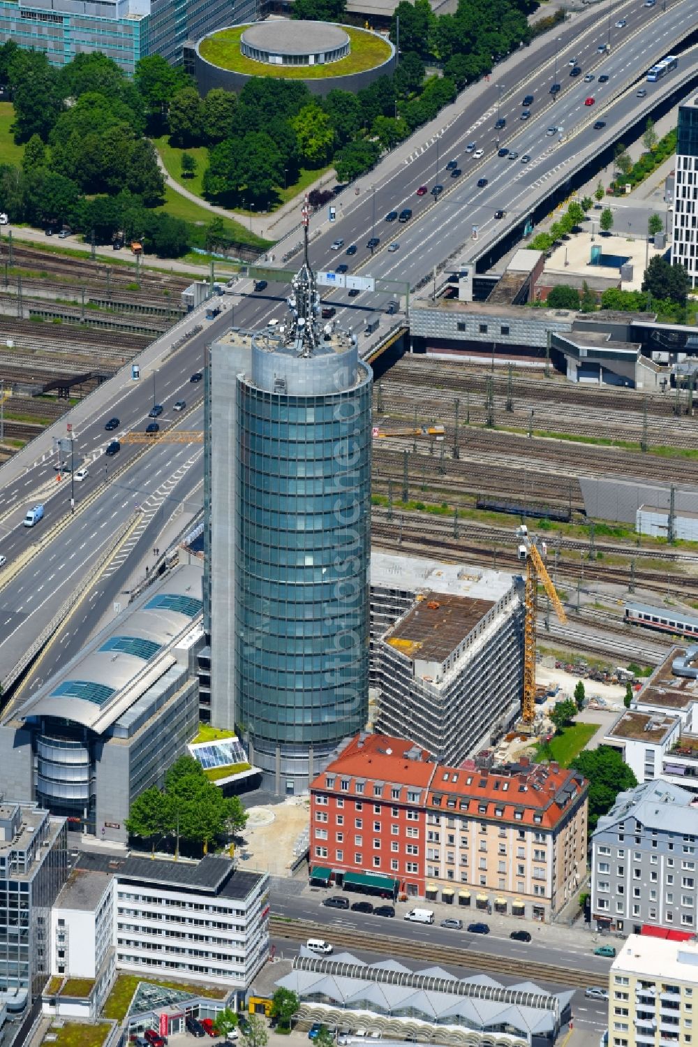 Luftbild München - Hochhauses Central Tower in München im Bundesland Bayern