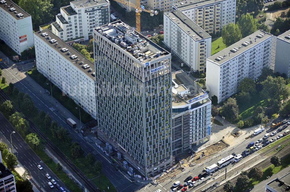 Luftbild Berlin - Hochhausneubau an der Mollstrasse in Berlin - Mitte