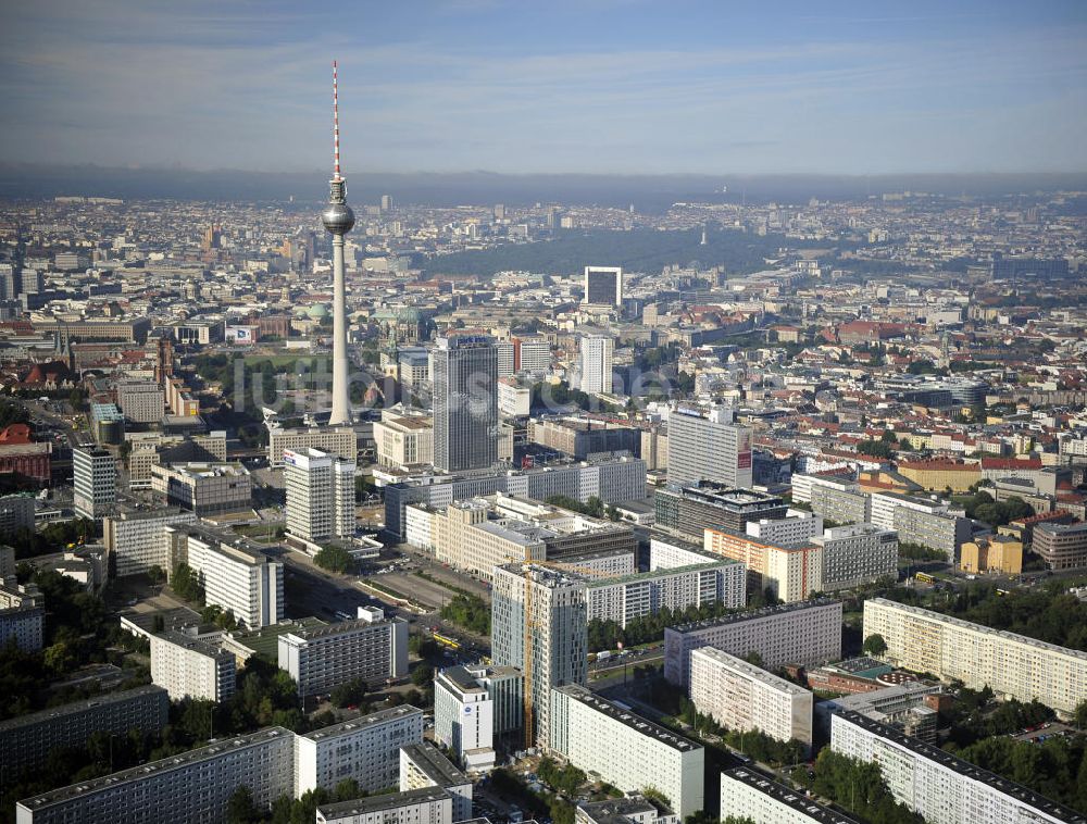 Luftbild Berlin - Hochhausneubau an der Mollstrasse in Berlin - Mitte