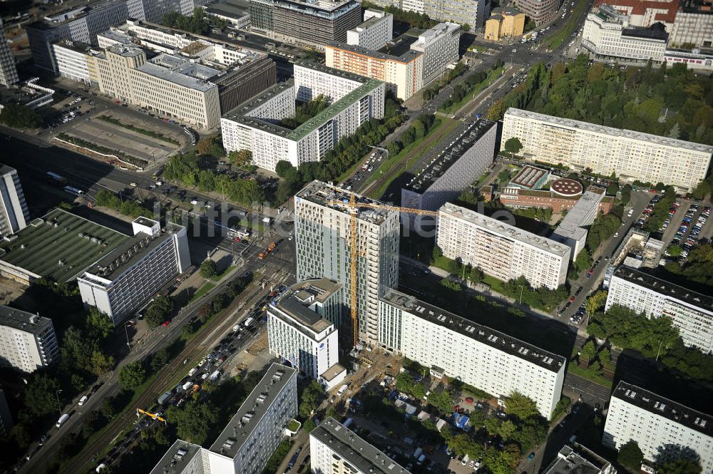 Berlin von oben - Hochhausneubau an der Mollstrasse in Berlin - Mitte