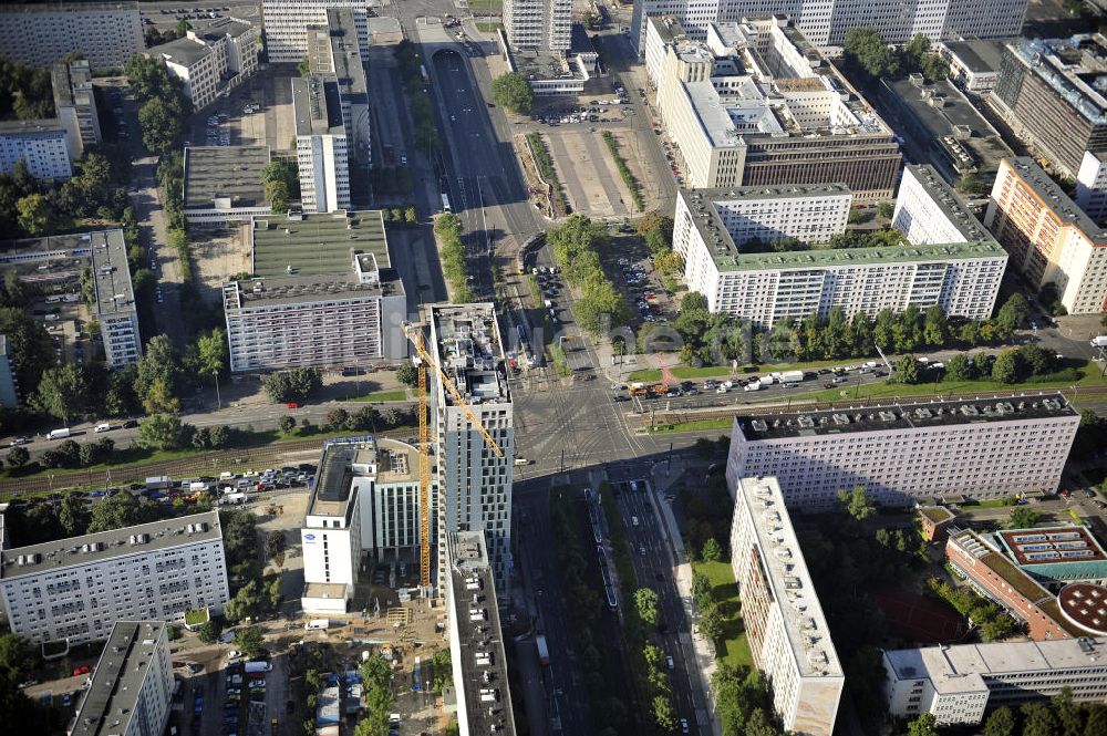 Berlin aus der Vogelperspektive: Hochhausneubau an der Mollstrasse in Berlin - Mitte