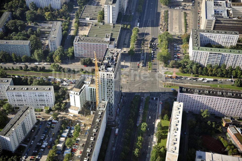 Luftbild Berlin - Hochhausneubau an der Mollstrasse in Berlin - Mitte