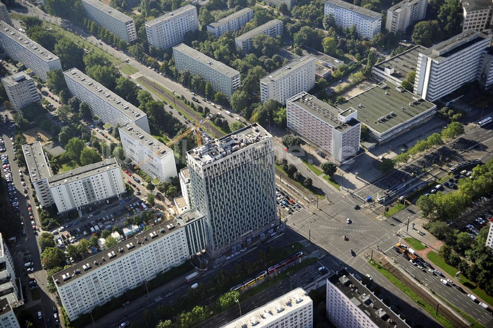 Berlin von oben - Hochhausneubau an der Mollstrasse in Berlin - Mitte