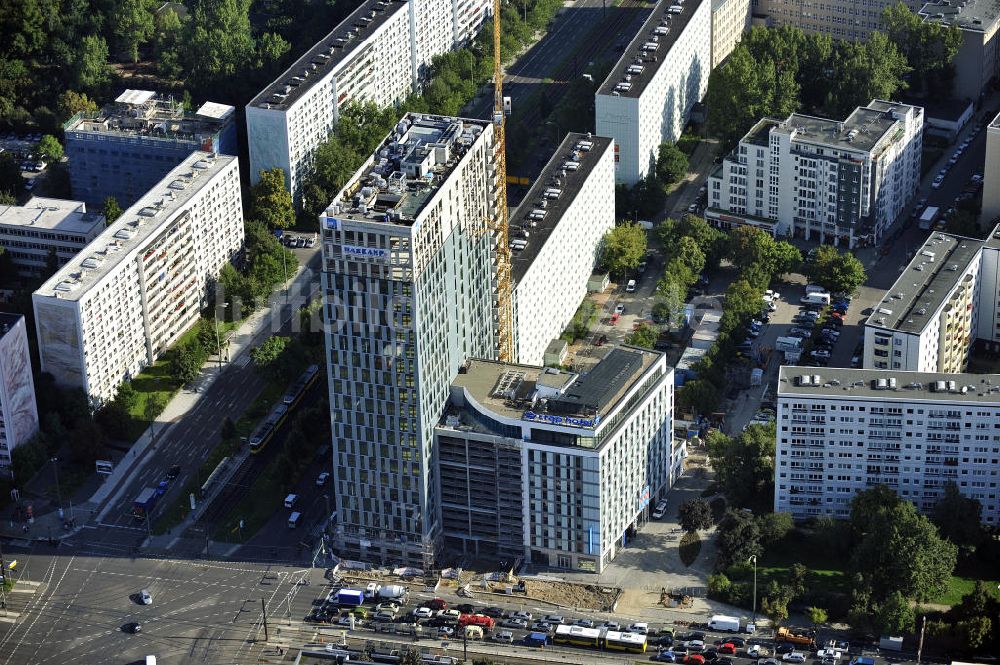 Berlin von oben - Hochhausneubau an der Mollstrasse in Berlin - Mitte