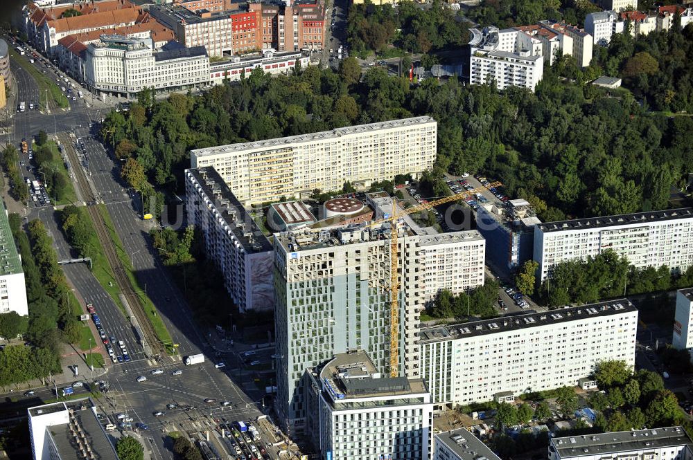 Luftbild Berlin - Hochhausneubau an der Mollstrasse in Berlin - Mitte