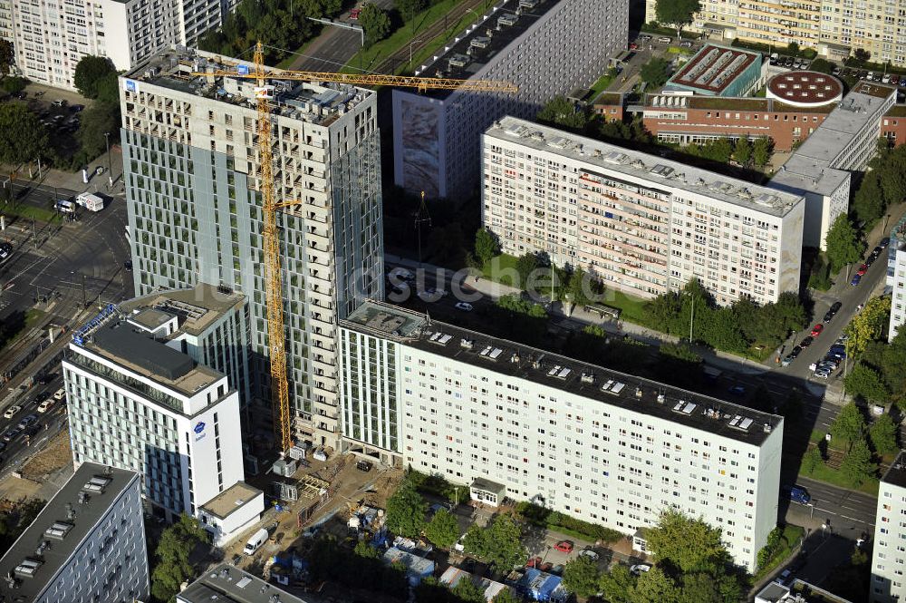 Berlin von oben - Hochhausneubau an der Mollstrasse in Berlin - Mitte