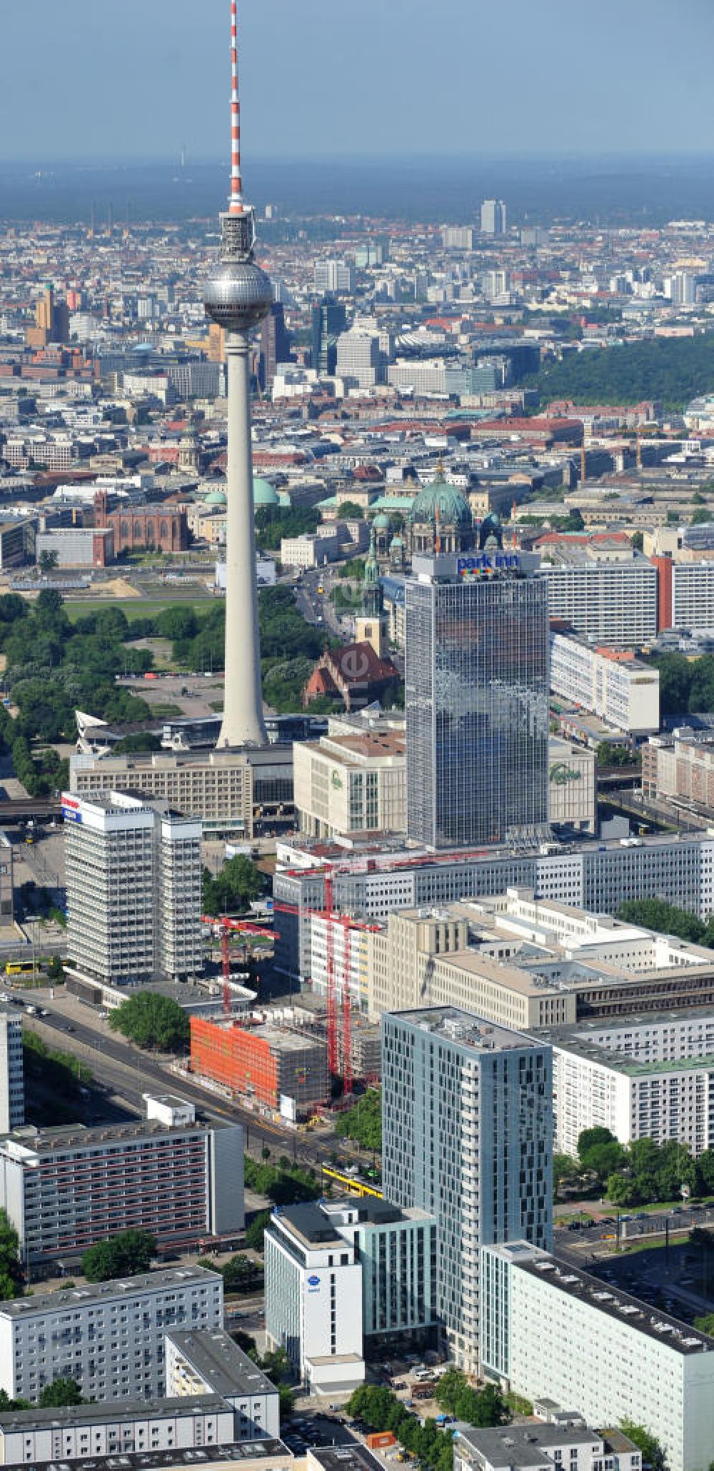 Berlin Mitte von oben - Hochhausneubau an der Mollstrasse in Berlin - Mitte