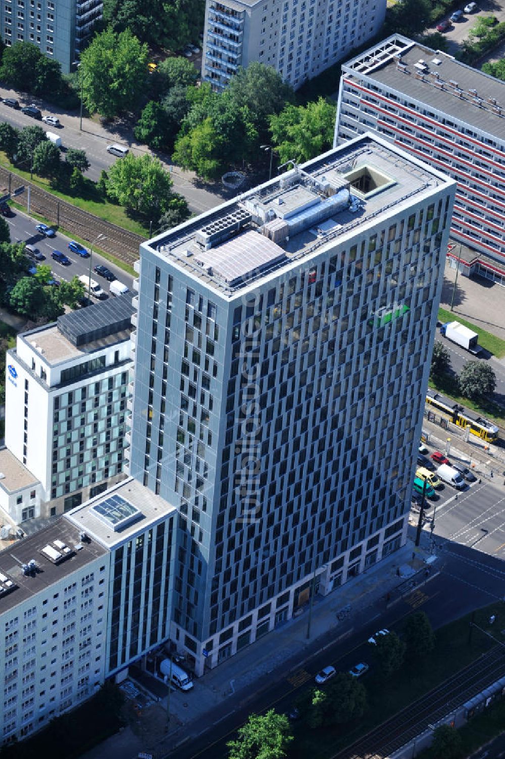 Berlin Mitte von oben - Hochhausneubau an der Mollstrasse in Berlin - Mitte