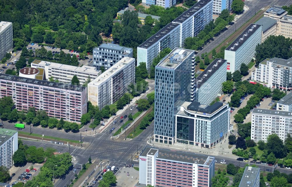 Luftaufnahme Berlin Mitte - Hochhausneubau an der Mollstrasse in Berlin - Mitte