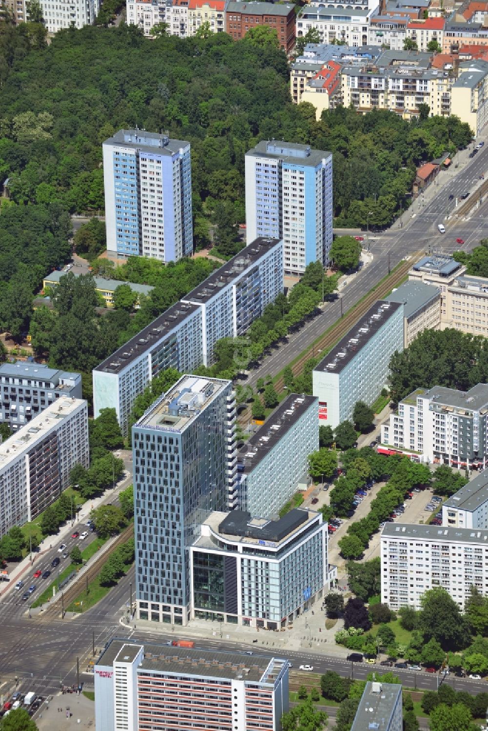 Berlin Mitte von oben - Hochhausneubau an der Mollstrasse in Berlin - Mitte