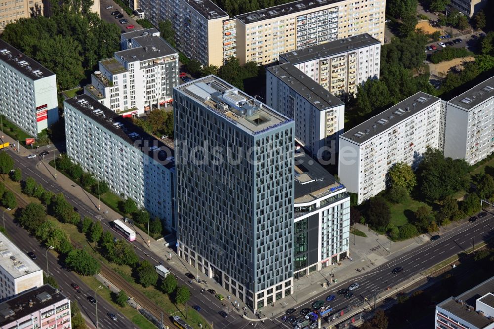 Luftbild Berlin Mitte - Hochhausneubau an der Mollstrasse in Berlin - Mitte