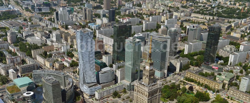 Warschau von oben - Hochhausneubau Zlota 44 im Stadtzentrum der Skyline von Warschau in Polen