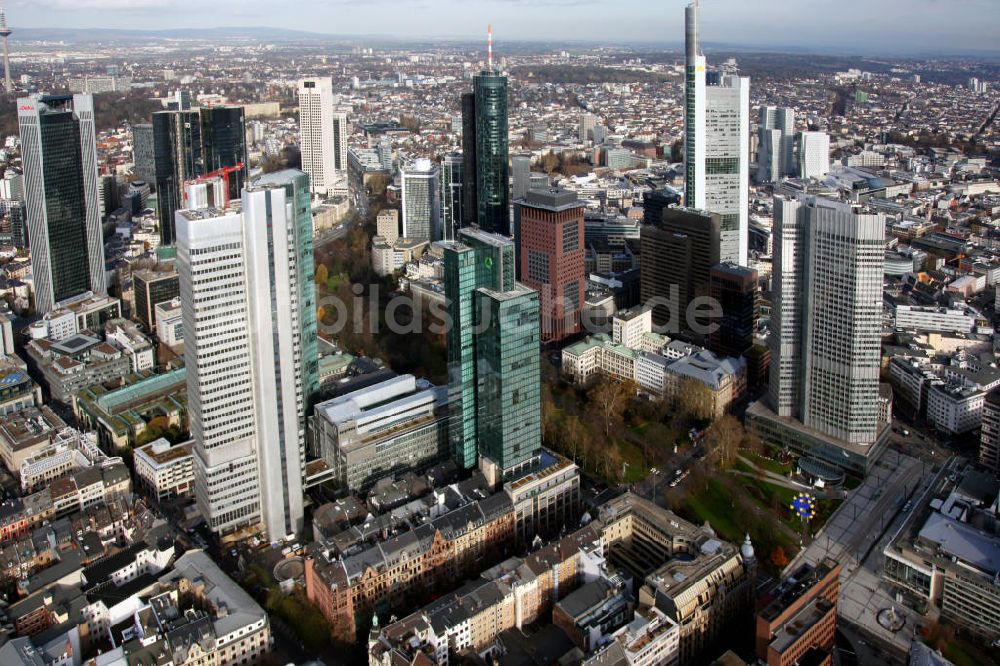 Luftaufnahme Frankfurt am Main - Hochhäuser in Frankfurt am Main