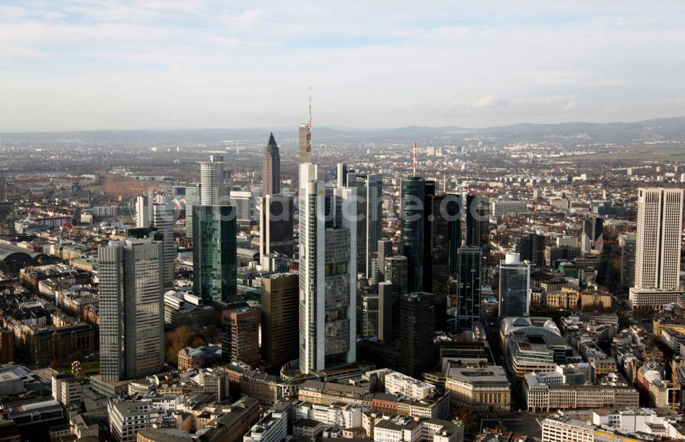 Frankfurt am Main aus der Vogelperspektive: Hochhäuser in Frankfurt am Main