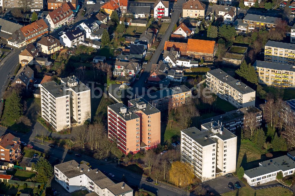 Hamm OT Herringen von oben - Hochhäuser in Hamm - Herringen im Bundesland Nordrhein-Westfalen