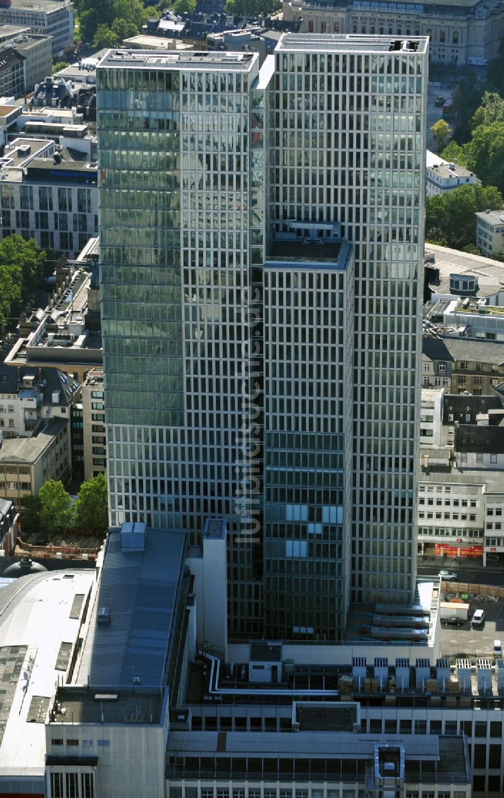 Luftbild Frankfurt am Main - Hochhäuser am Palais Quartier im Zentrum von Frankfurt / Main in Hessen