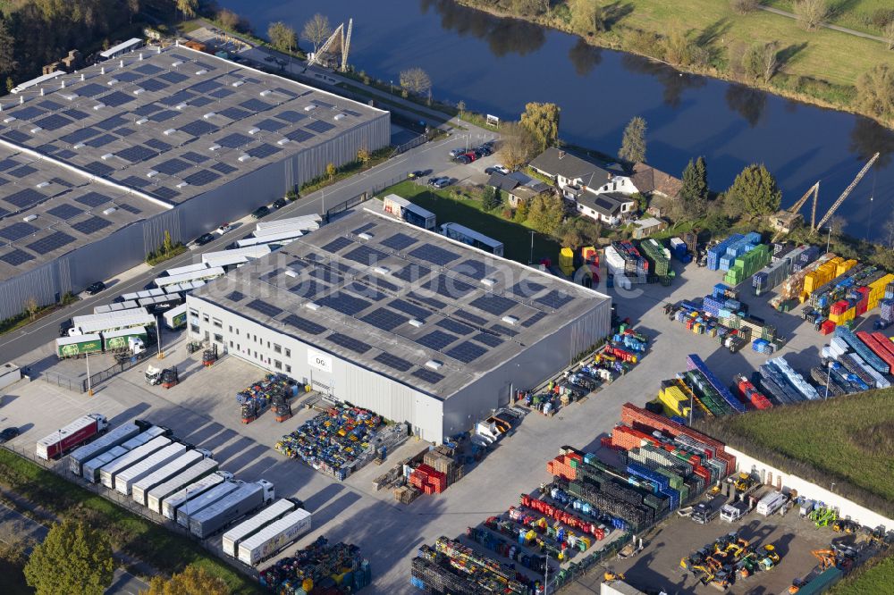 Luftaufnahme Bad Oeynhausen - Hochregal- Lager-Gebäudekomplex und Logistikzentrum der Deutsche Getraenke Logistik in Bad Oeynhausen im Bundesland Nordrhein-Westfalen, Deutschland