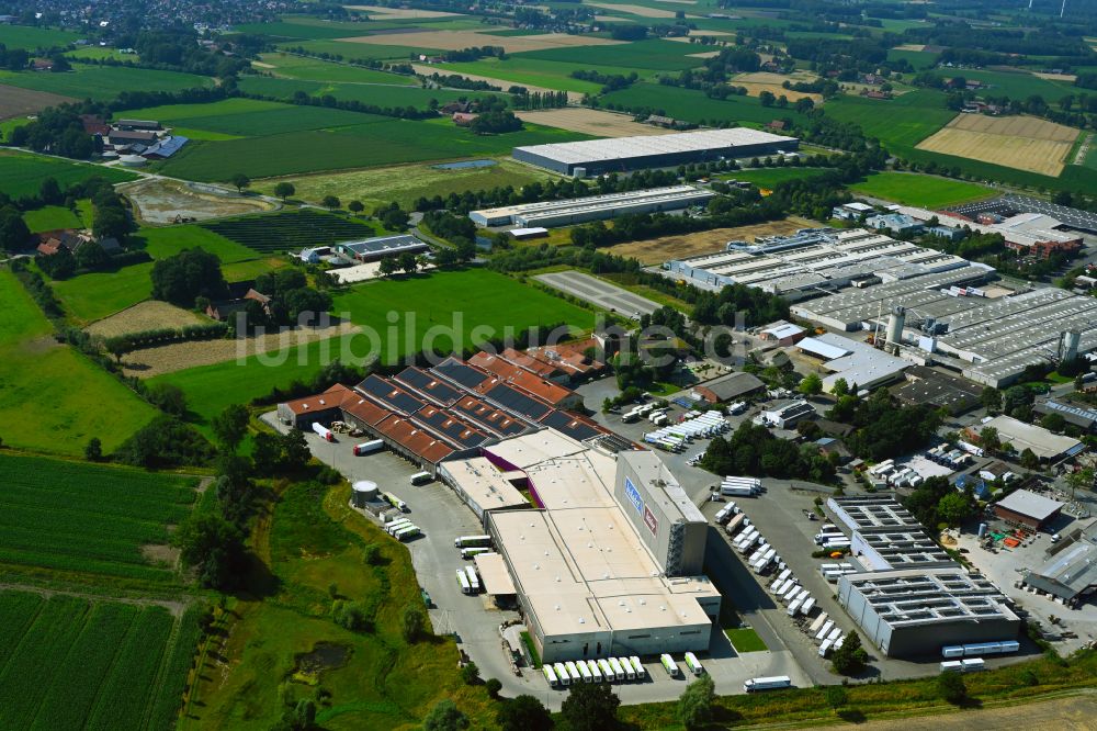 Coesfeld von oben - Hochregal- Lager-Gebäudekomplex und Logistikzentrum auf dem Gelände des Bio- Großhandels Weiling in Coesfeld im Bundesland Nordrhein-Westfalen, Deutschland