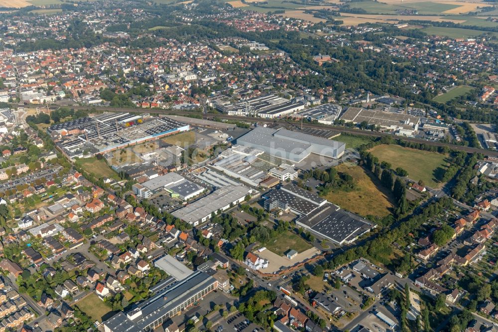 Luftaufnahme Ahlen - Hochregal- Lager-Gebäudekomplex und Logistikzentrum auf dem Gelände der Franz Kaldewei GmbH & Co. KG in Ahlen im Bundesland Nordrhein-Westfalen, Deutschland