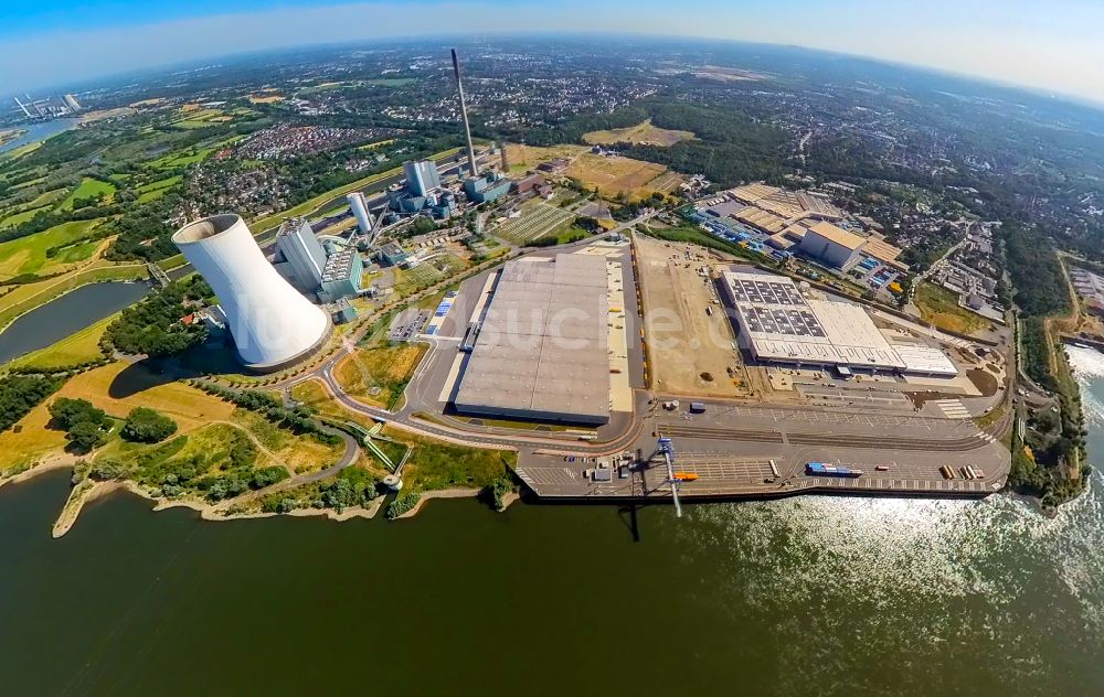 Luftaufnahme Duisburg - Hochregal- Lager-Gebäudekomplex und Logistikzentrum auf dem Gelände des logport VI in Duisburg im Bundesland Nordrhein-Westfalen, Deutschland