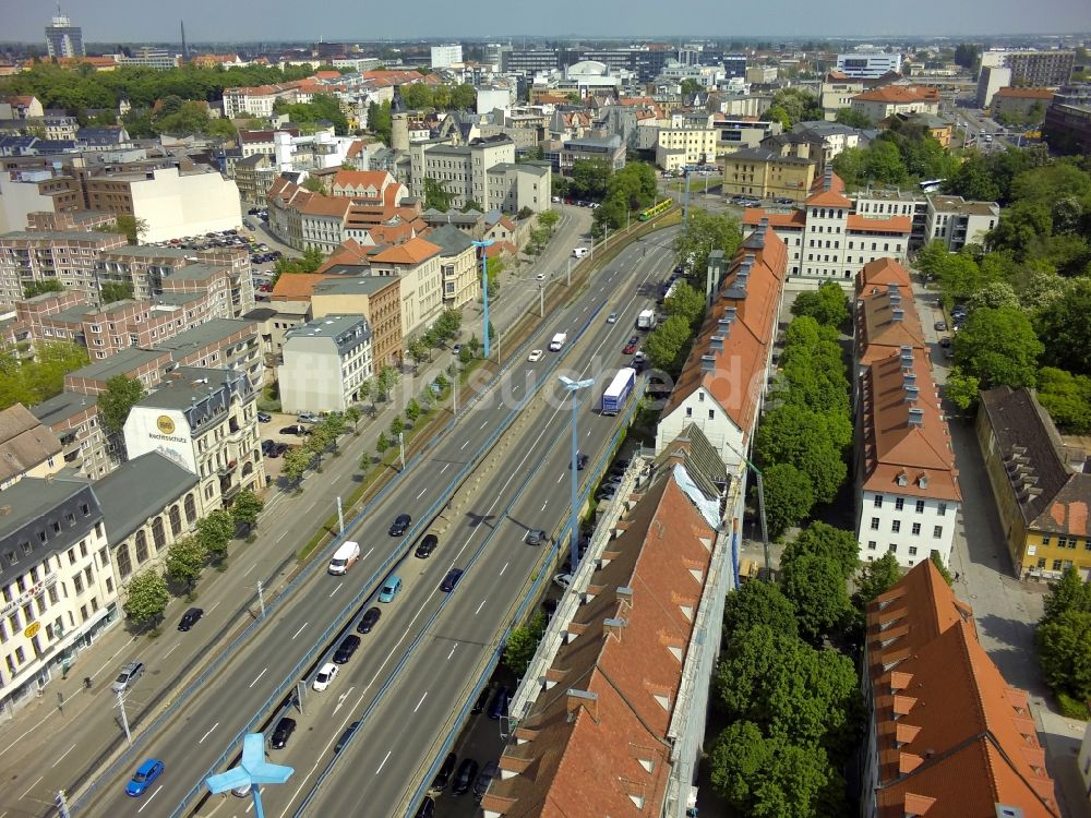 Halle (Saale) von oben - Hochstraße Magistrale in Halle ( Saale ) im Bundesland Sachsen-Anhalt