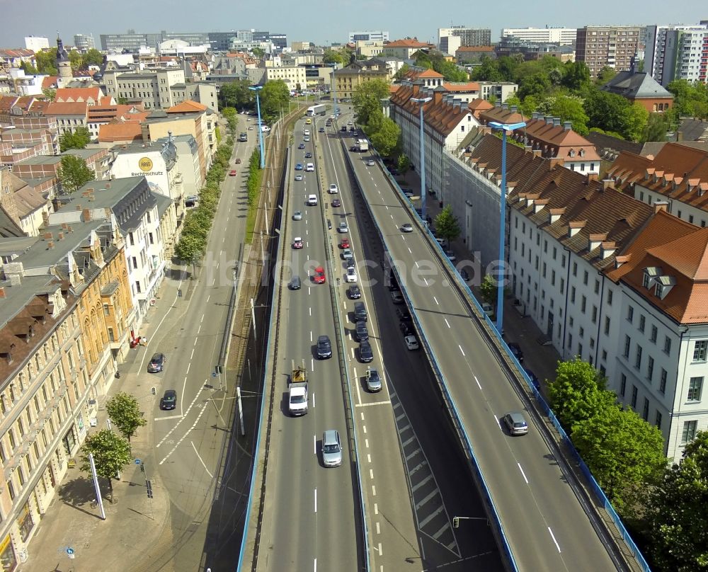 Halle (Saale) aus der Vogelperspektive: Hochstraße Magistrale in Halle ( Saale ) im Bundesland Sachsen-Anhalt