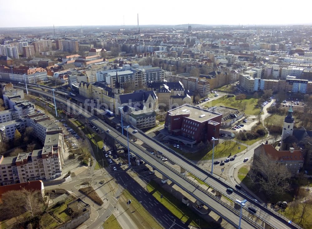 Halle ( Saale ) aus der Vogelperspektive: Hochstraße An der Waisenhausmauer in Halle ( Saale ) im Bundesland Sachsen-Anhalt