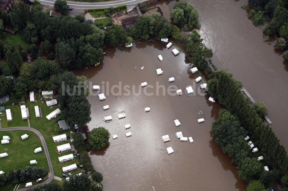 Upton-upon-Severn von oben - Hochwasser des Flusses Severn 2007