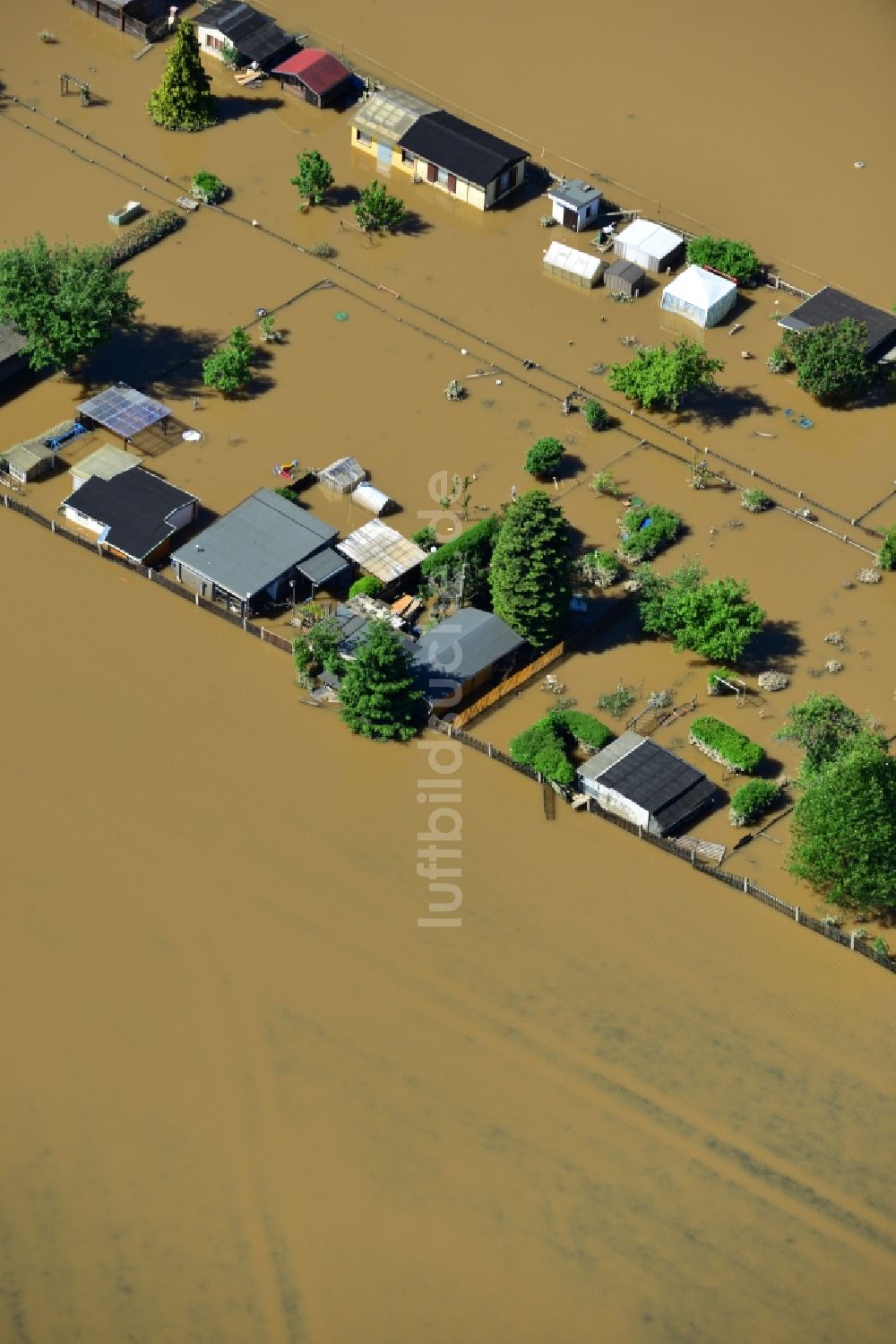 Luftaufnahme Milbitz - Hochwasser Flut Katastrophe mit Überflutung der Ufer der Elster und Umland bei Milbitz im Bundesland Thüringen