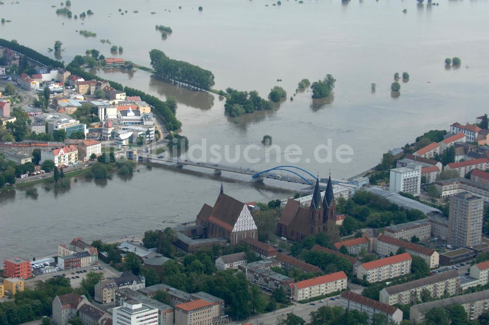 Frankfurt / Oder von oben - Hochwasser 2010 in Frankfurt / Oder im Bundesland Brandenburg