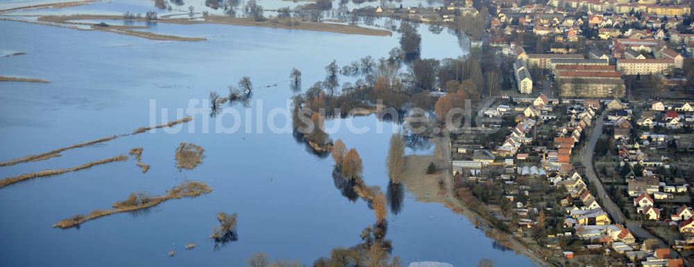 Döberitz von oben - Hochwasser der Havel in dem Überflutungsgebiet zwischen Premnitz und Döberitz