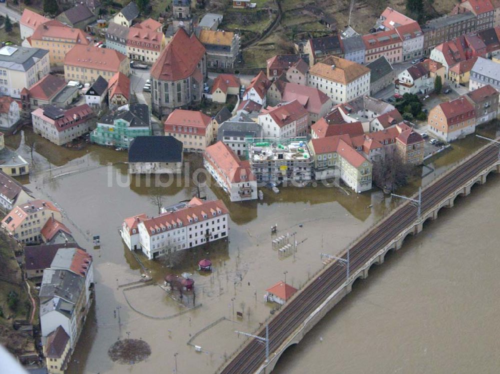 Luftaufnahme Königsstein/ Sachsen - Hochwasser Königsstein / Sachsen