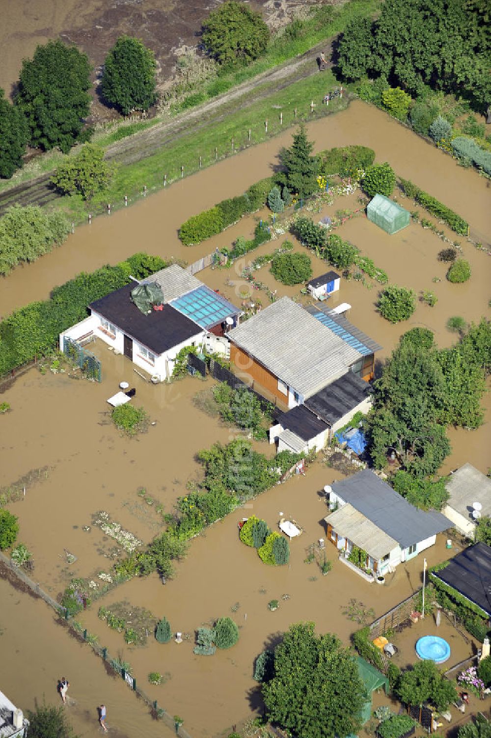 Luftbild Forst - Hochwasser der Neiße in Forst / Lausitz