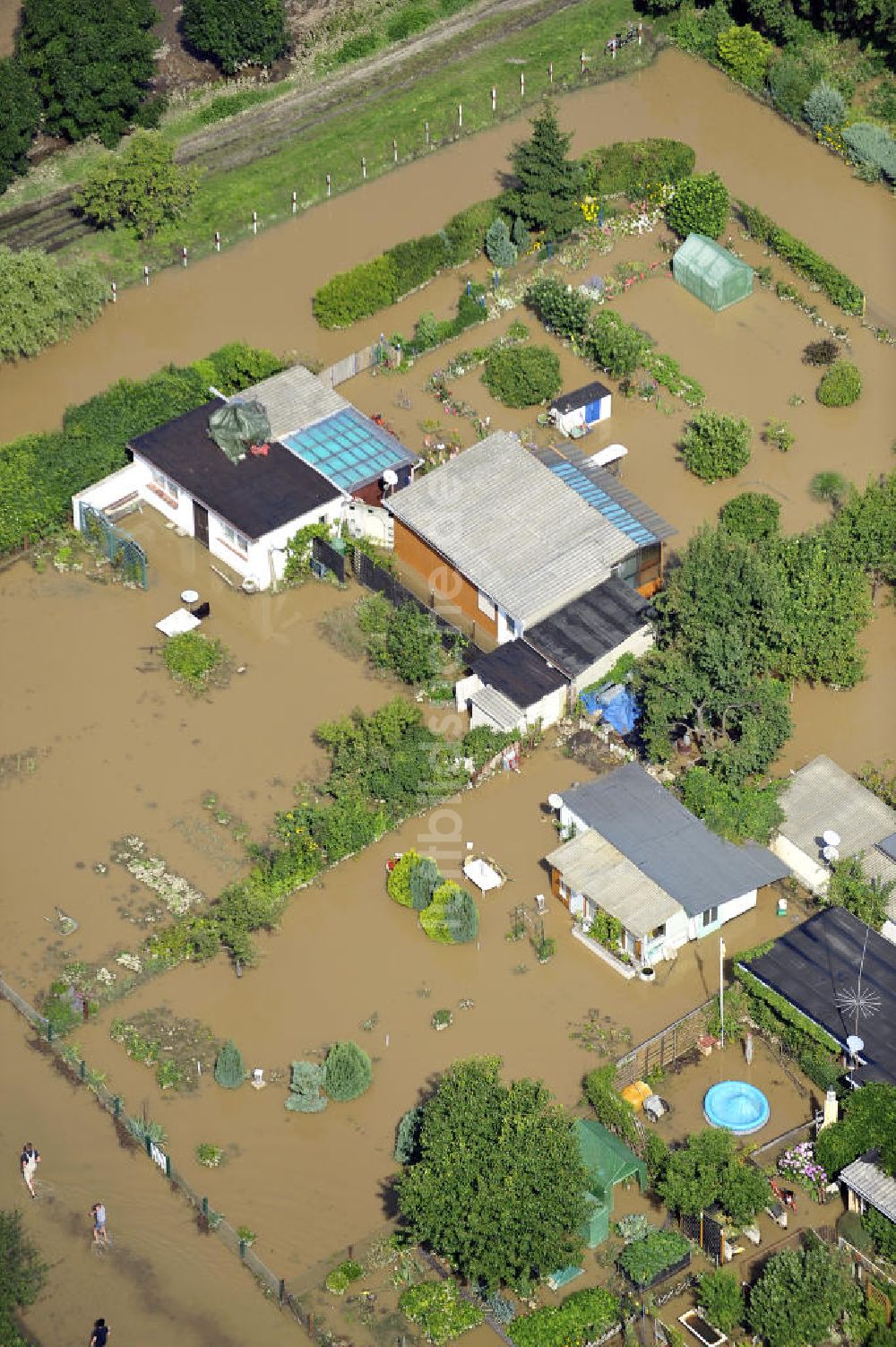 Luftaufnahme Forst - Hochwasser der Neiße in Forst / Lausitz