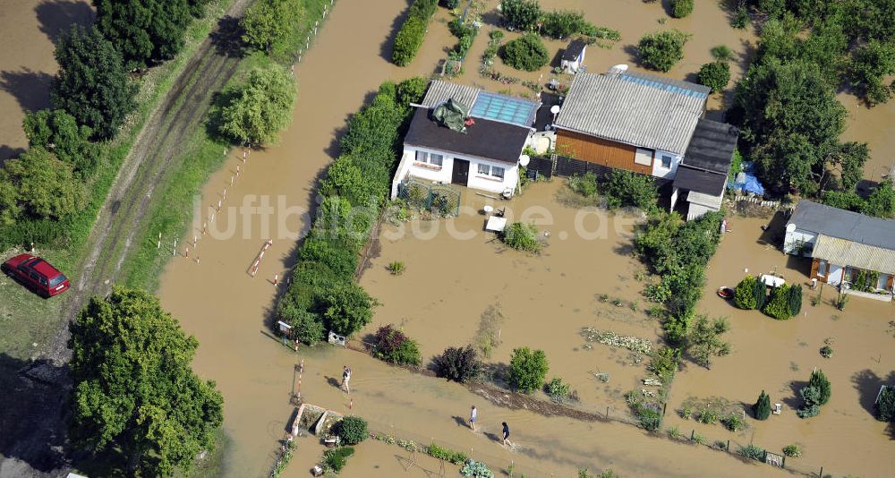 Forst von oben - Hochwasser der Neiße in Forst / Lausitz