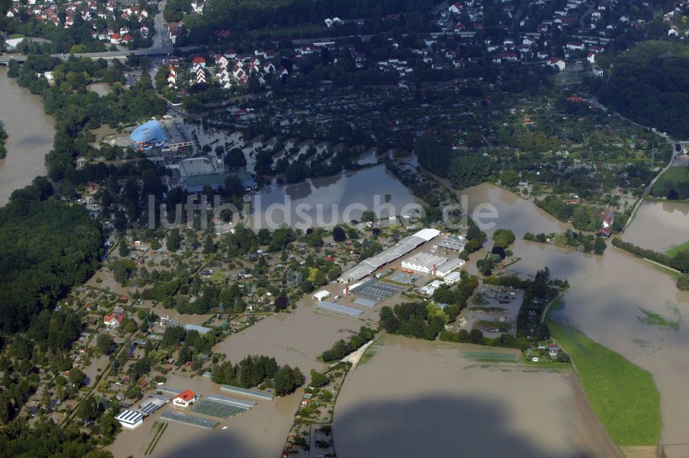 Ulm von oben - Hochwasser im Stadgebiet Ulm, im Bundesland Baden-Württemberg