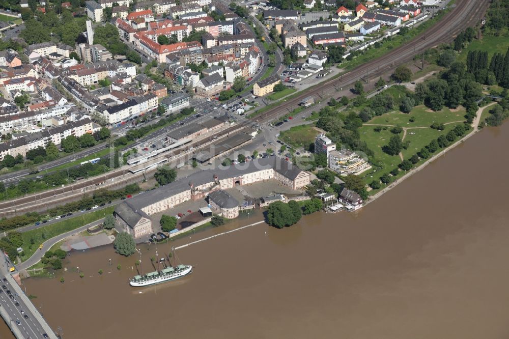 Wiesbaden von oben - Hochwasser in Wiesbaden im Bundesland Hessen