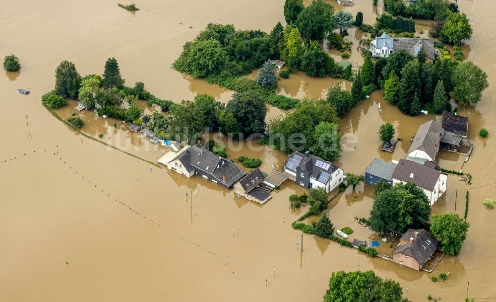 Luftbild Bochum - Hochwasserschäden der Flutkatastrophe entlang der Ruhr in Bochum im Bundesland Nordrhein-Westfalen, Deutschland