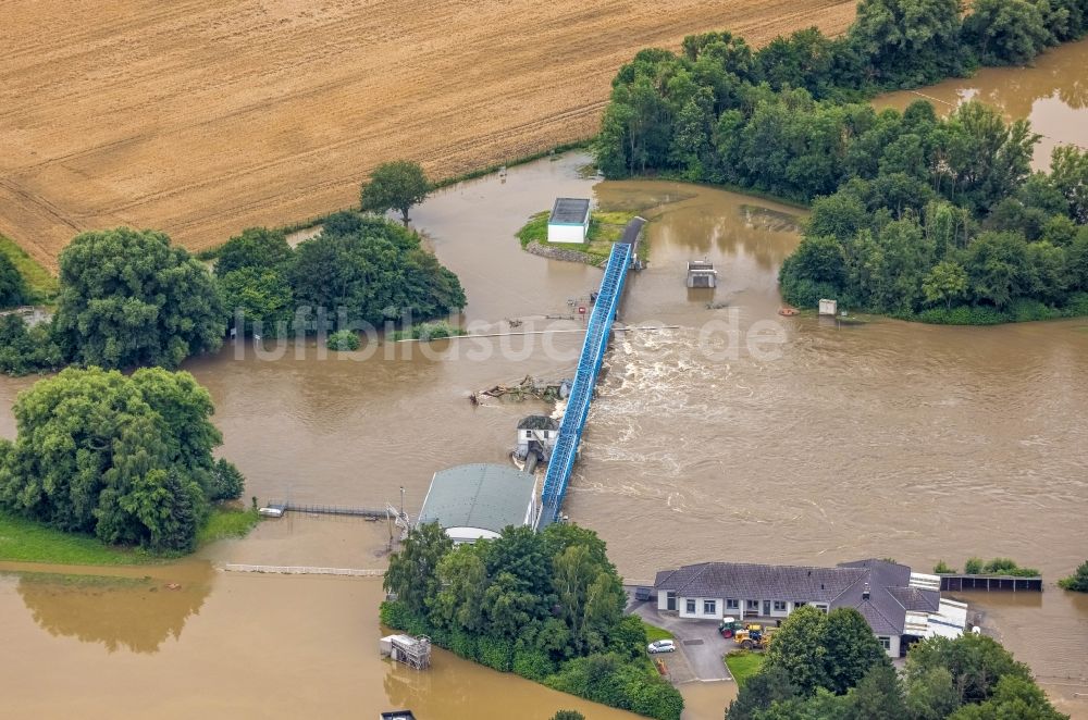 Luftaufnahme Fröndenberg/Ruhr - Hochwasserschäden der Flutkatastrophe in Fröndenberg/Ruhr im Bundesland Nordrhein-Westfalen, Deutschland