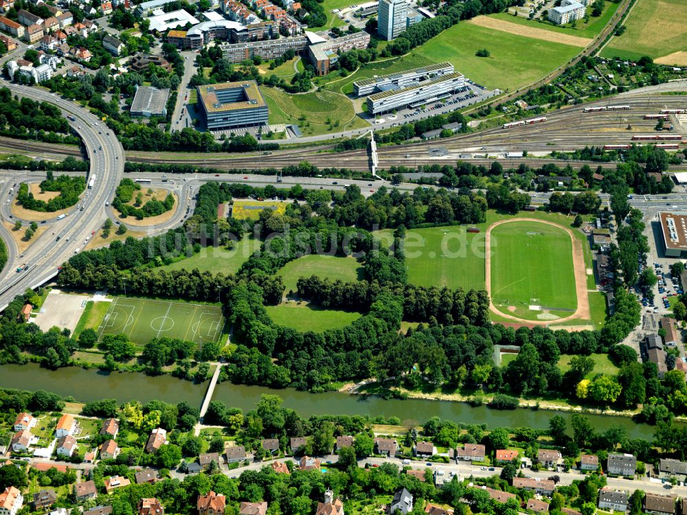 Tübingen von oben - Hockeyplatz- Sportanlage des HCT Hockey Club in Tübingen im Bundesland Baden-Württemberg, Deutschland